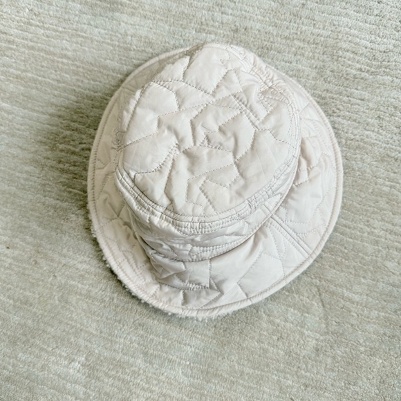 Rag & Bone Reversible Beige Sherpa and Quilted Nylon Addison Bucket Hat